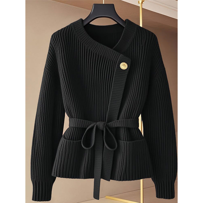 Roselle™ | Lace‑Up Knit Cardigan