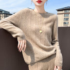 Pure Wool Round Neck Sweater Women's Hollow Top