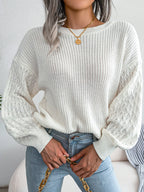 Casual Lantern Sleeve Knitted Sweater