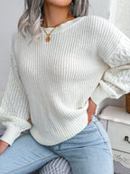 Casual Lantern Sleeve Knitted Sweater
