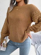 Casual Lantern Sleeve Knitted Sweater
