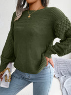 Casual Lantern Sleeve Knitted Sweater